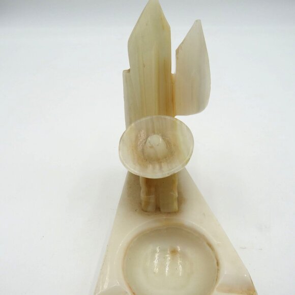Vintage Ashtray Marble Onyx Alabaster Man Siesta Sombrero Cactus 4.5" Ash Tray - Picture 2 of 9